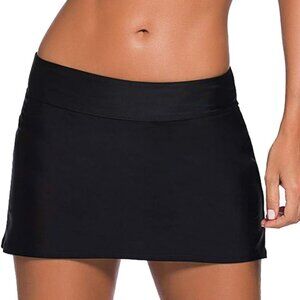 REKITA Sleek Black Swim Skirt, Minimalist Size: S